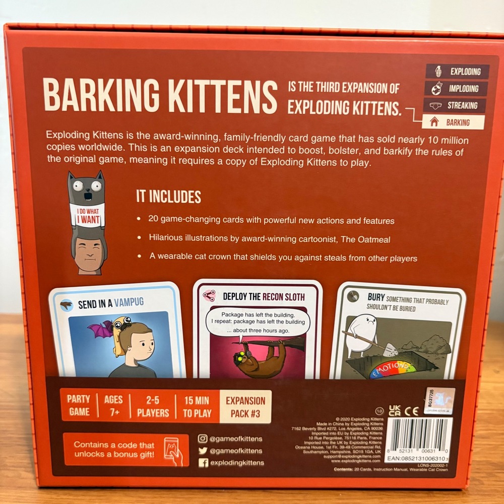 Exploding Kittens Card Game Party Pack and Barking Kittens Expansion Pack Bundle - Picture 5 of 7